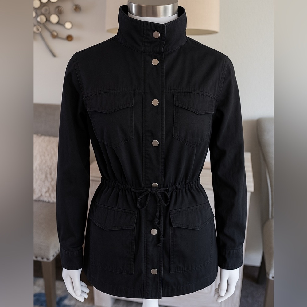 Love, Fire Black Utility Jacket – Women’s Size XL Lightweight Drawstring